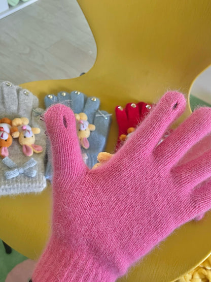 Salty Gummy - Decora Kei Plush Bear Bow Gloves gloves Salty Gummy