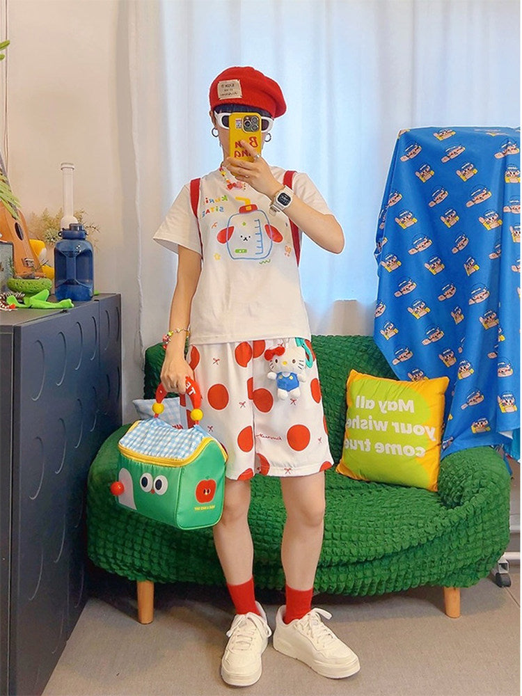 KURIOSITAET - Decora Kei White Polka Dot Shorts shorts KURIOSITAET