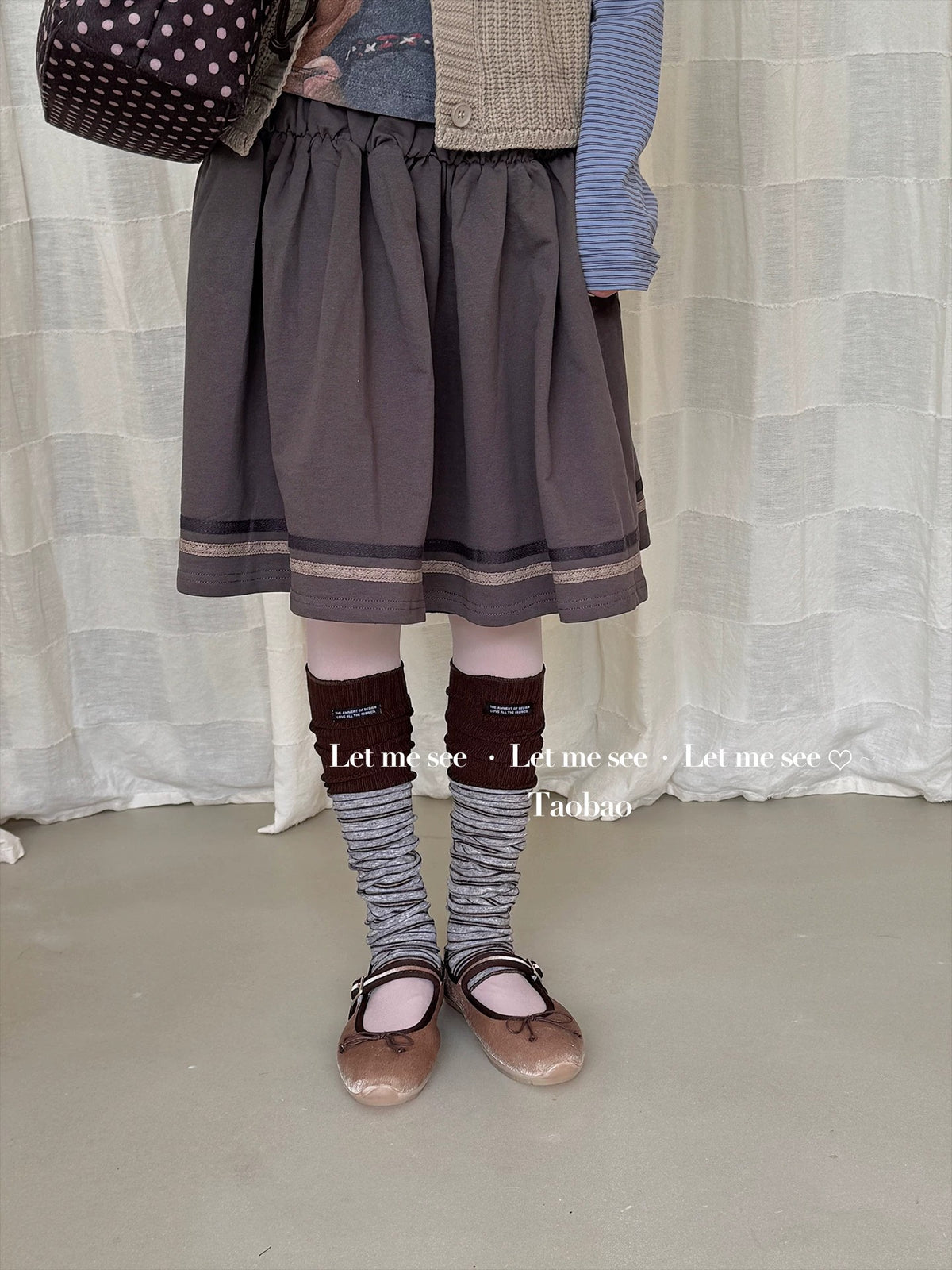 LET ME SEE - Colorblock Label Slouch Leg Warmers socks let me see