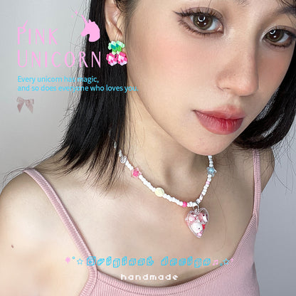 Pink Unicorn - Cute Kitty Y2K Pendant Necklace necklace pink unicorn