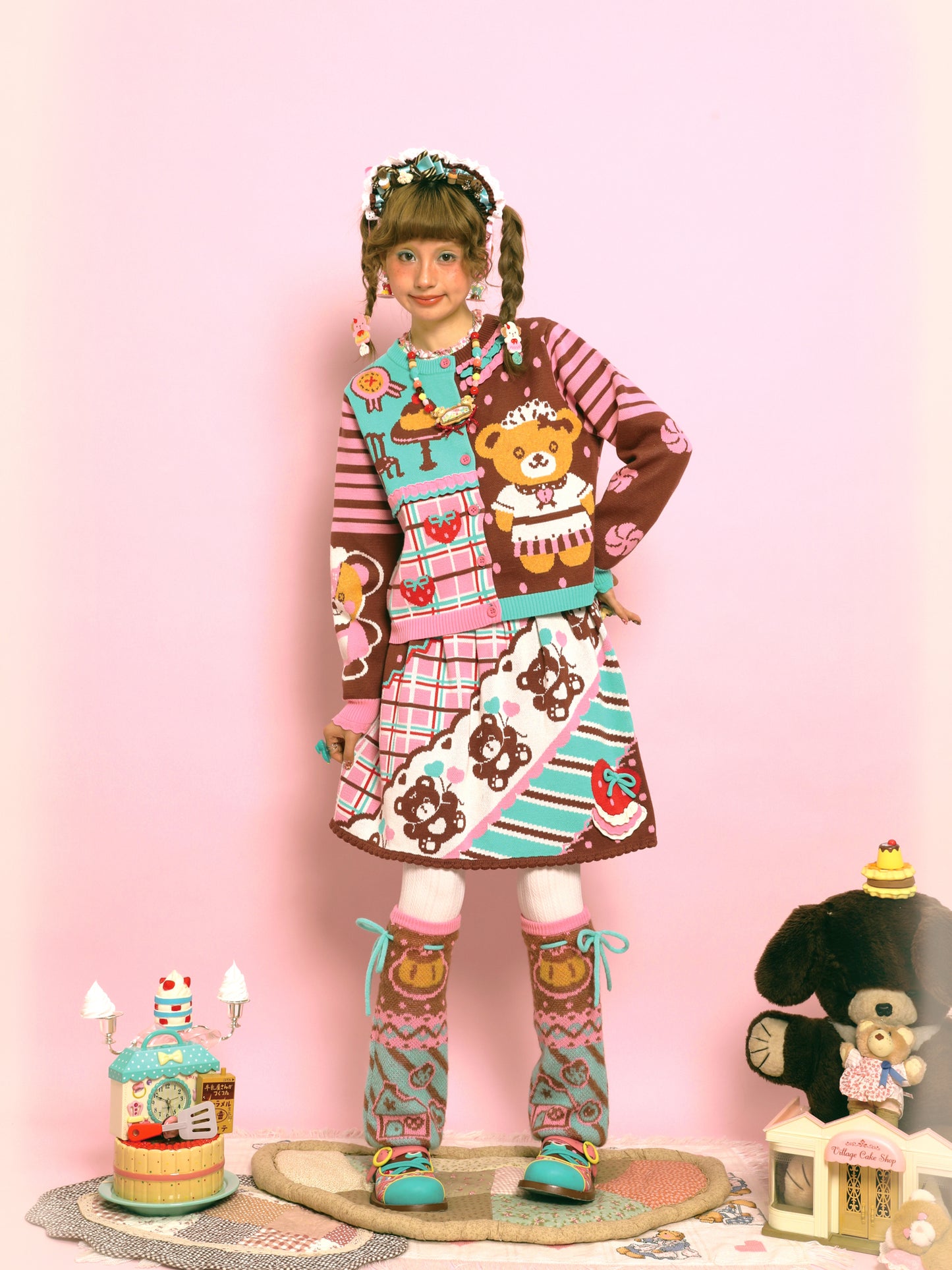 Lutra Jump - Kawaii Bear Lace Knit Cardigan Sweater
