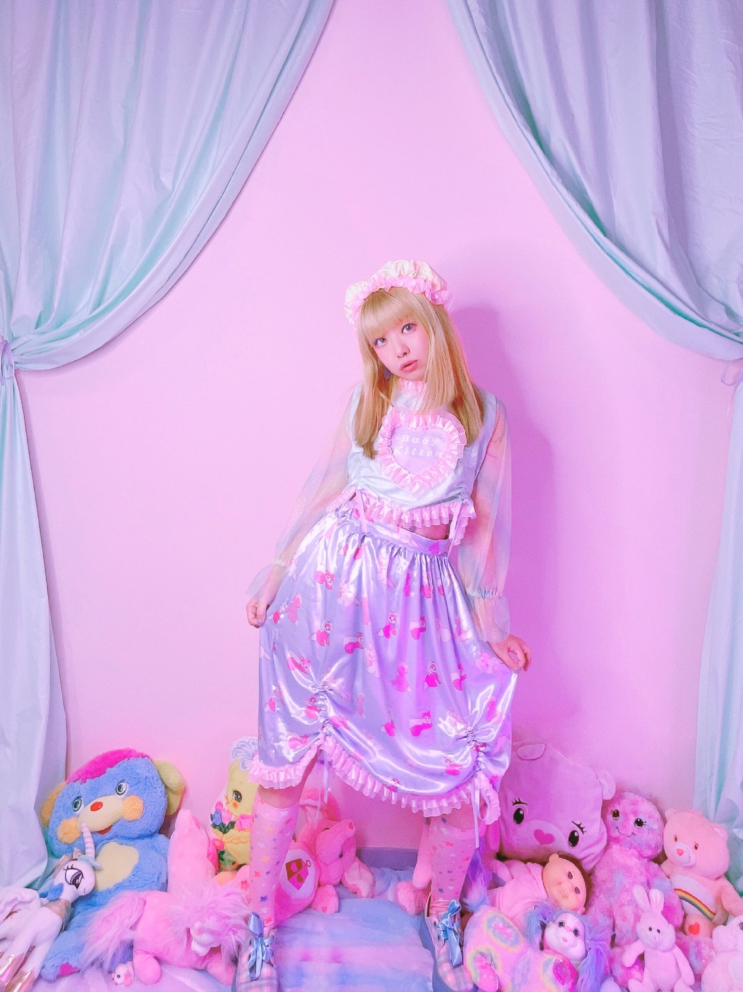 Plastic Candy - Blue Doll Satin Skirt skirt Plastic Candy