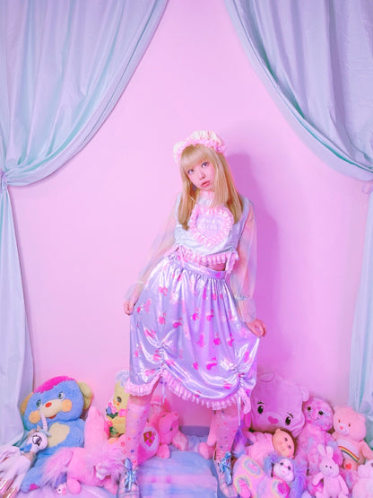 Plastic Candy - Blue Doll Satin Skirt skirt Plastic Candy