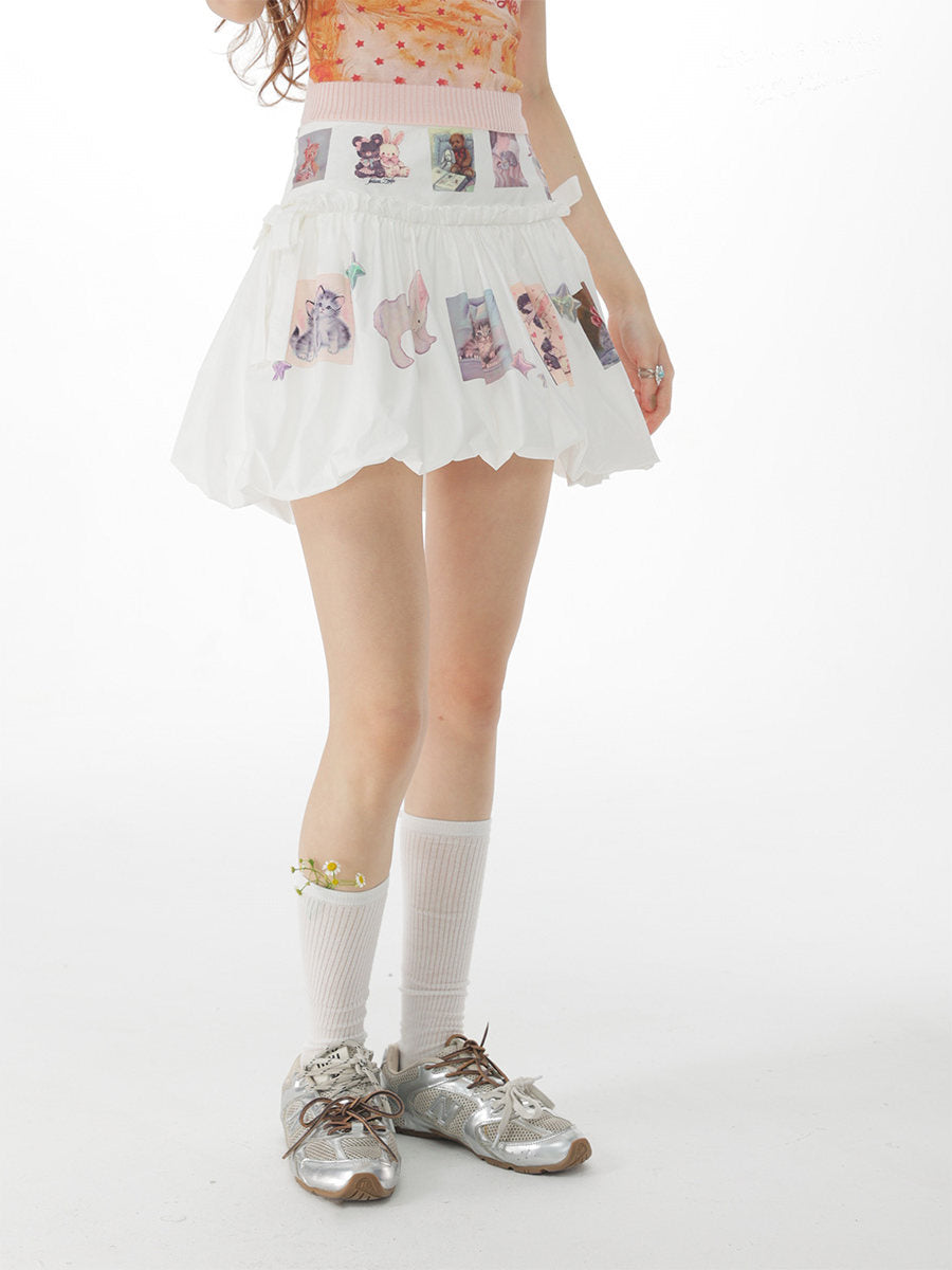 ziziFei - Spring Bear Gathering High Waist Skirt skirt ziziFei