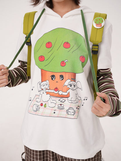RabbitRain - Apple Picnic Faux-Layered Hooded Sweatshirt hoodie RabbitRain