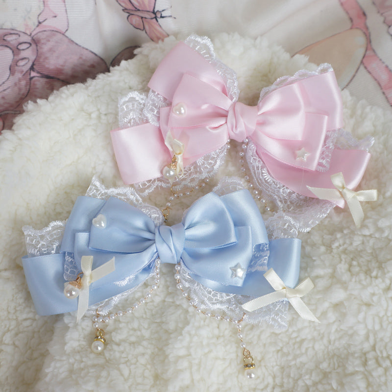 MaoJiang Lace Bow Pearl Hair Clip | Lolita Princess Headwear hair clip maojiang