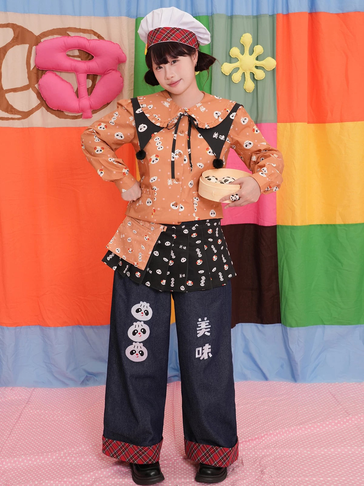 NIKKOU - Pleated Layering Pannier Skirt overskirt Nikkou home