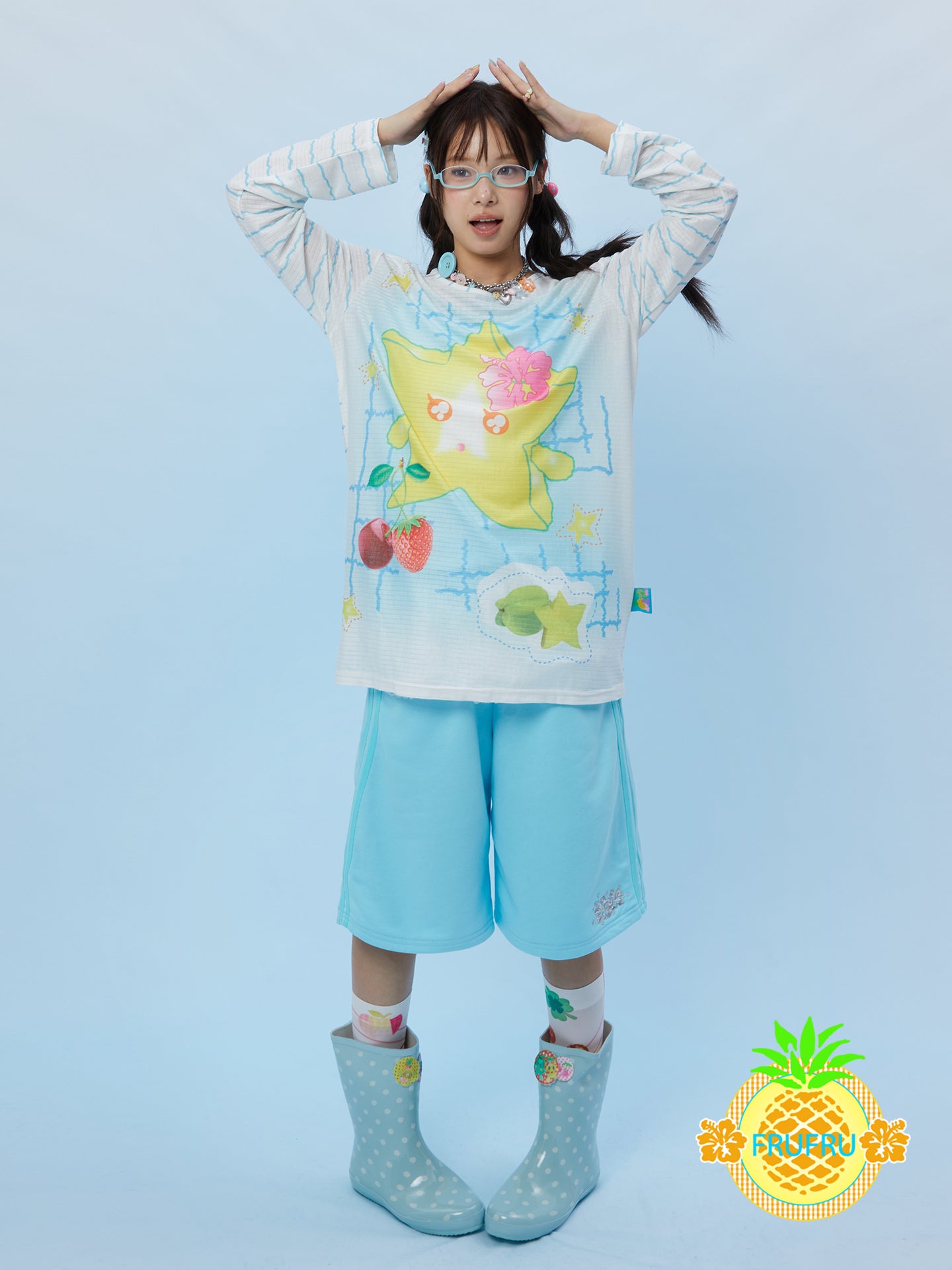 Frufru Starfruit Cartoon Print T-Shirt | Long Sleeve Kawaii Harajuku Top shirt frufru