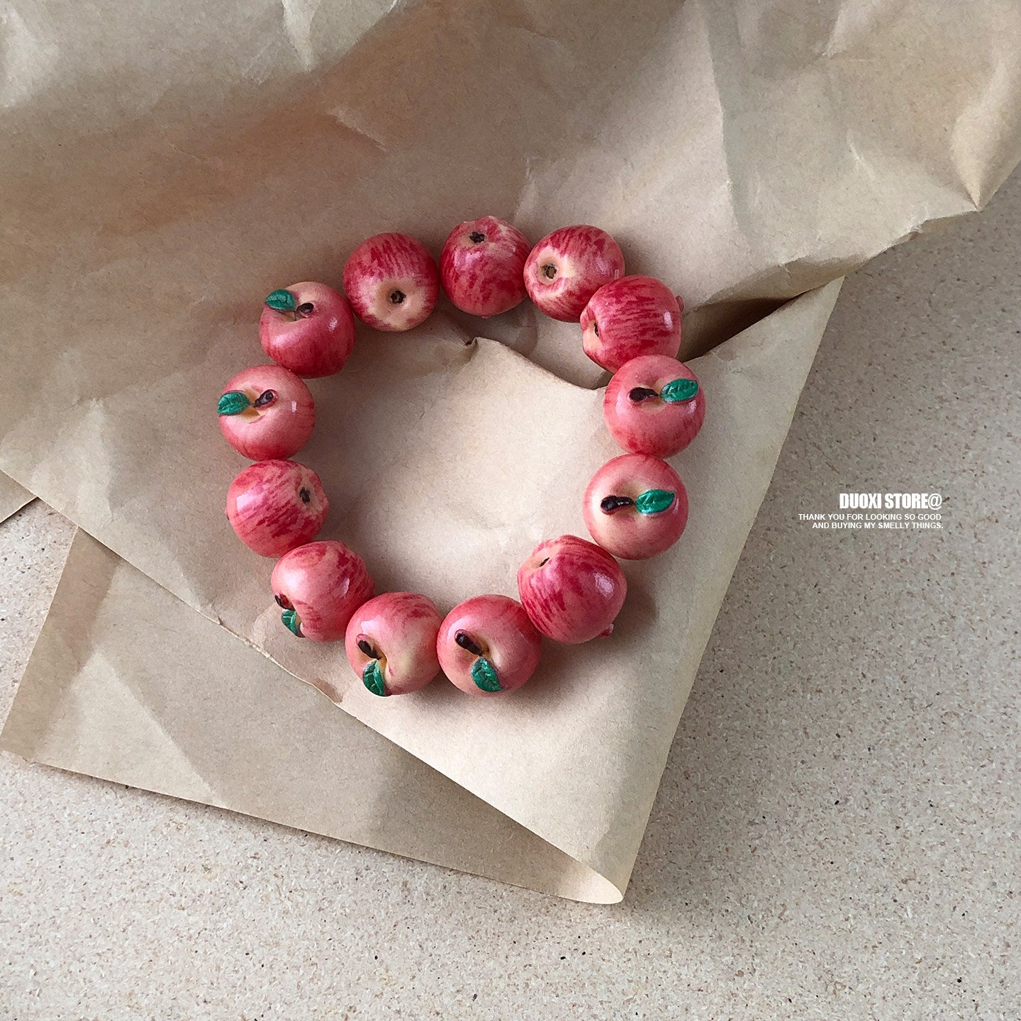 Duoxi - Kawaii Lucky Apple Fruit Charm Beaded Bracelet bracelet DuoXi