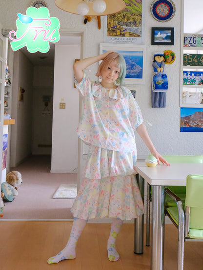 frufru Candy Print Skirt | Sweet Girl Tulip A-Line Skirt skirt Land Decora