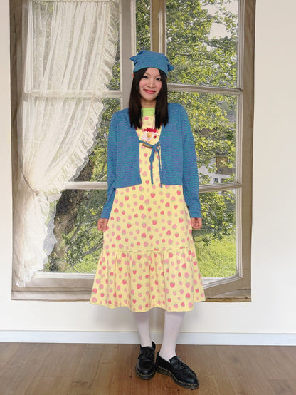 bunnybunnygun - Cream Strawberry Tank Dress dress bunnybunnygun