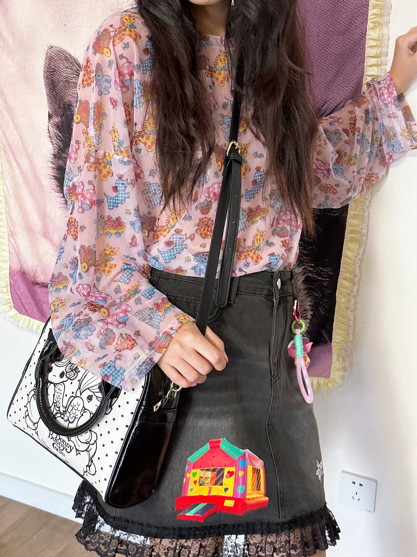 Kawaii Mesh Top – Oversized Sheer shirt bunnybunnygun