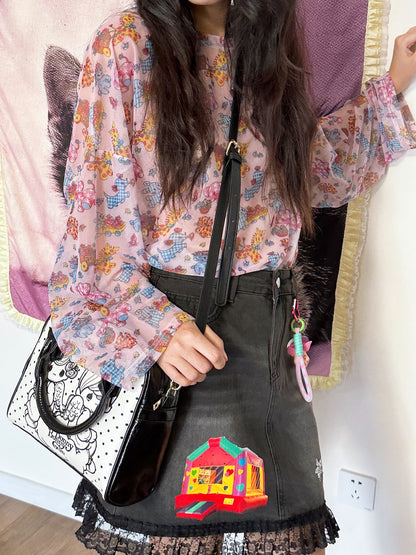Kawaii Mesh Top – Oversized Sheer shirt bunnybunnygun