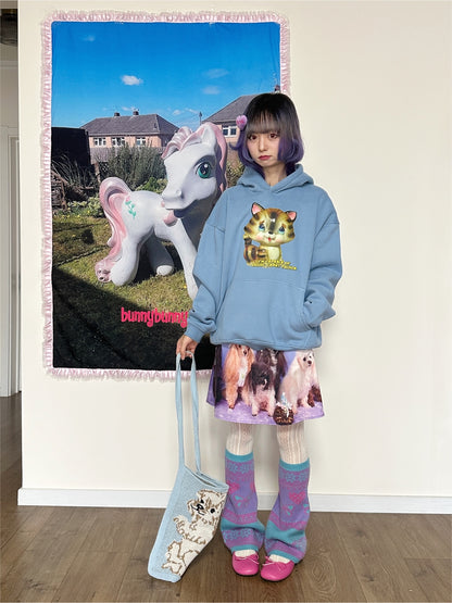 bunnybunnygun - Showa Blue Fleece Sweatshirt Oversized Vintage hoodie bunnybunnygun