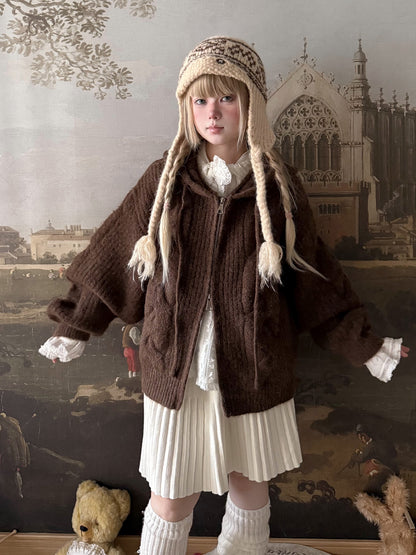 Labeau - Vintage Chunky Knit Hooded Cardigan cardigan Labeau