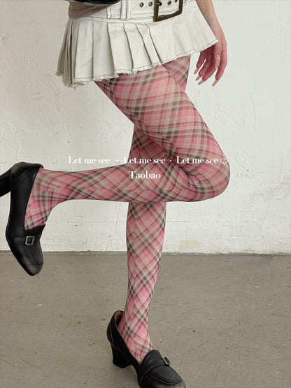 LET ME SEE - Plaid Pattern Sheer Tights tights let me see
