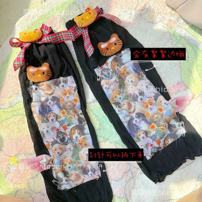Hidden - Black Y2K Layered KT Cat Leg Warmers leg warmmers hidden