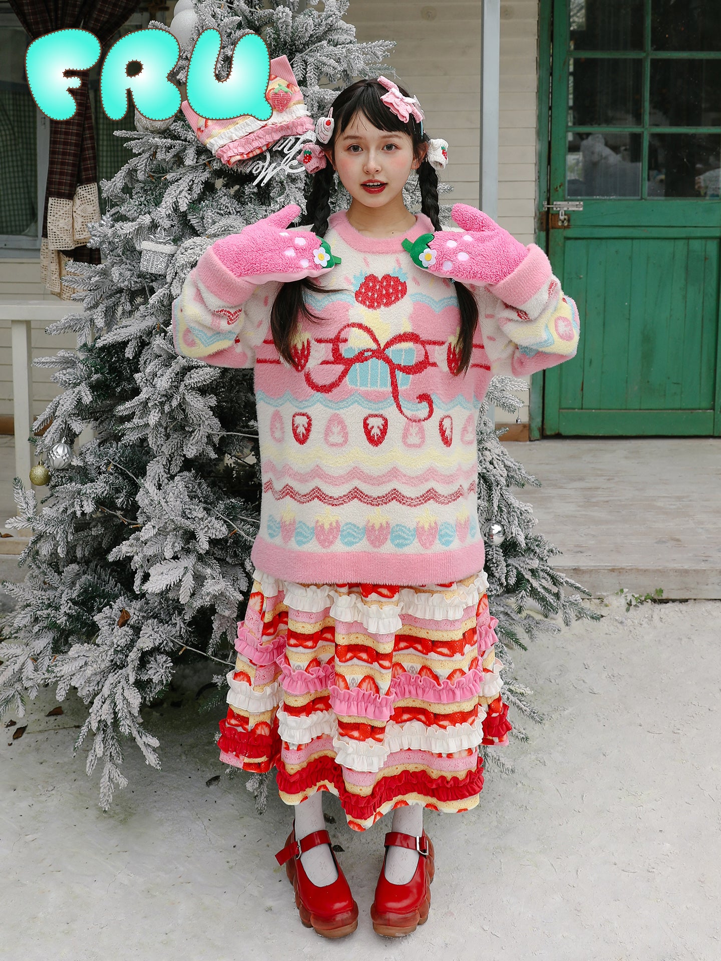 frufru - Kawaii Strawberry Cake Skirt skirt frufru