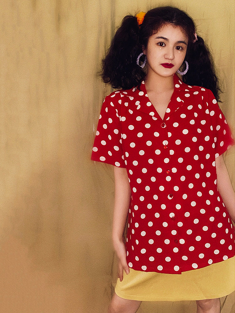 Nanjun Vintage – Red Polka Dot Shirt shirt Nanjun Vintage