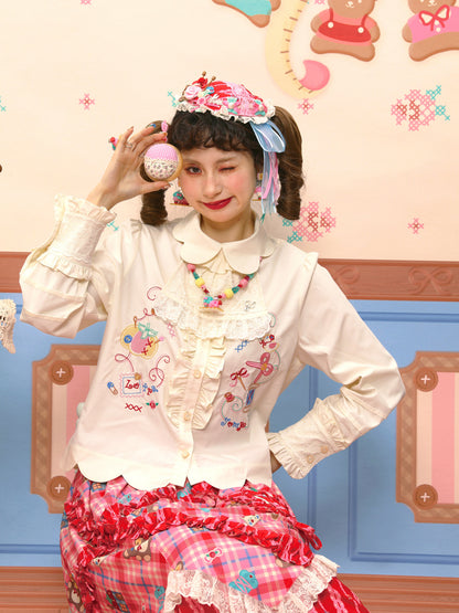 Lutra Jump - Decora Petal Collar Embroidered Blouse blouse Lutra Jump