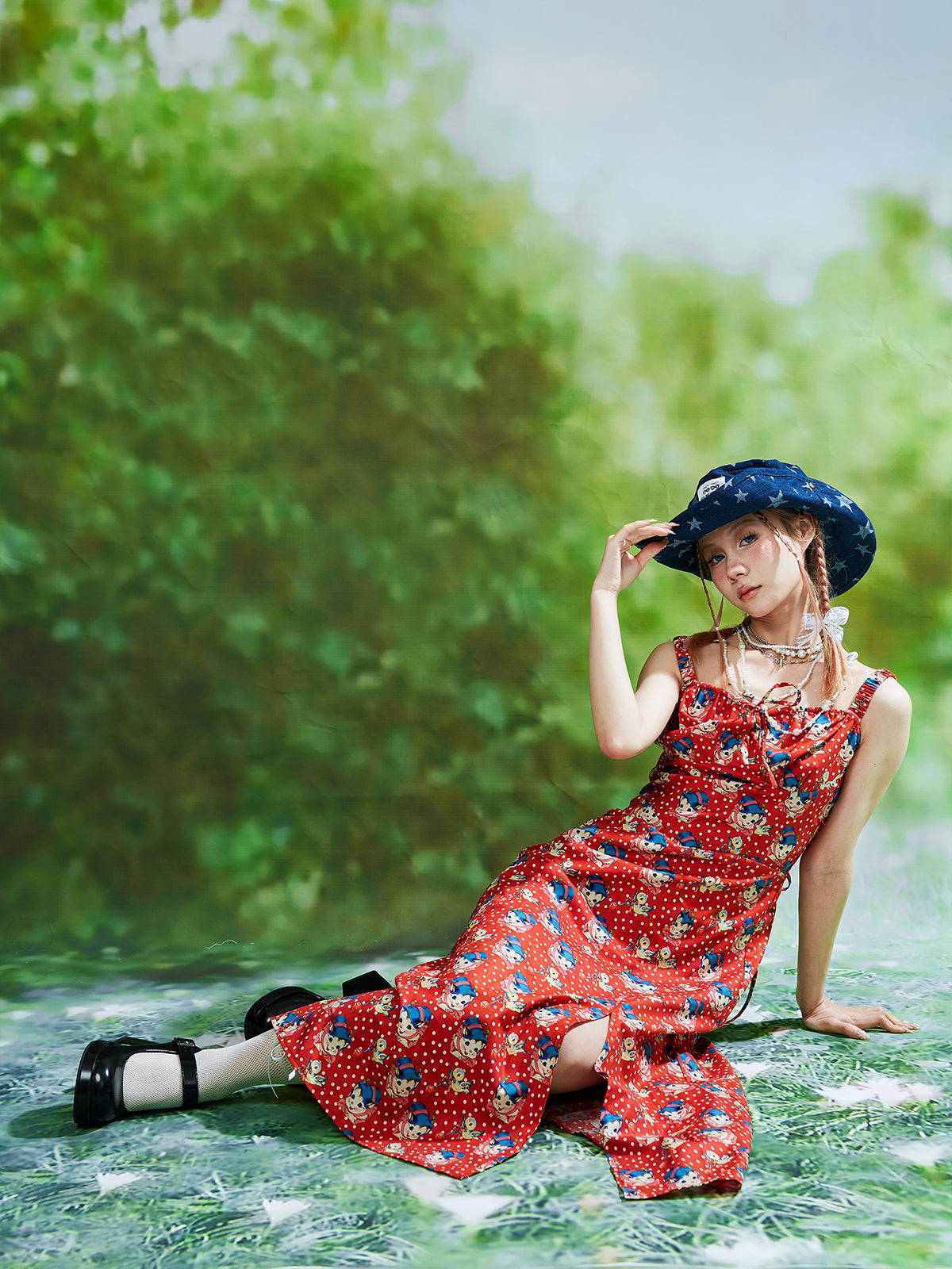 SOS MEME CLUB – Showa Retro Red Long Dress dress SOS MEME CLUB