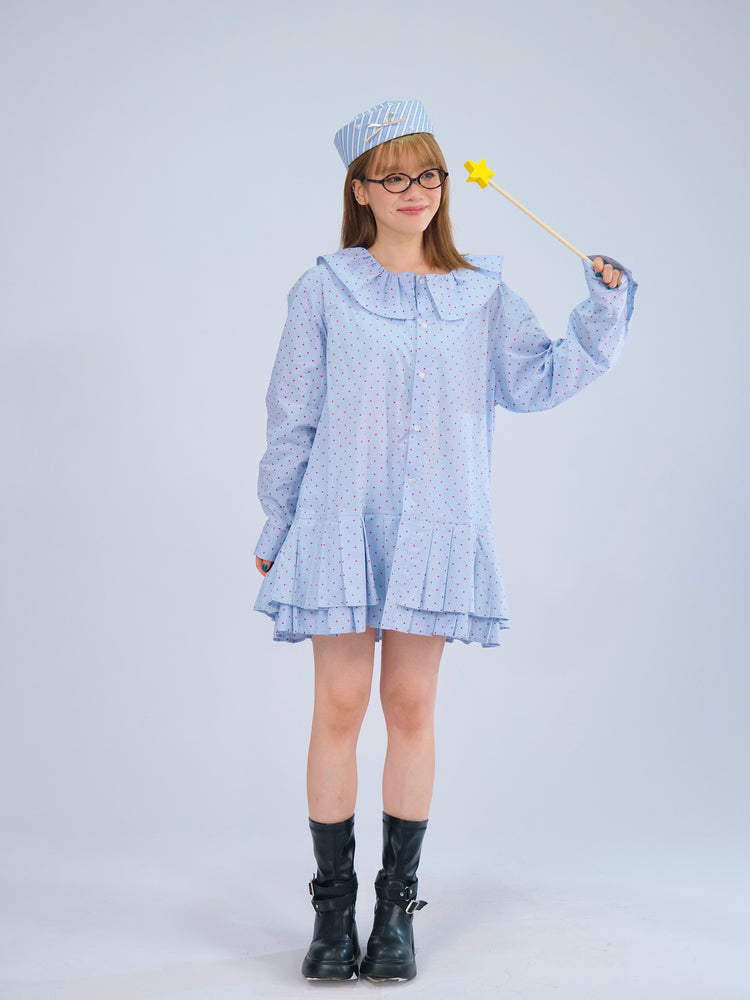 MeowMeow Bug - Vintage Polka Dot Pleated Shirt Dress