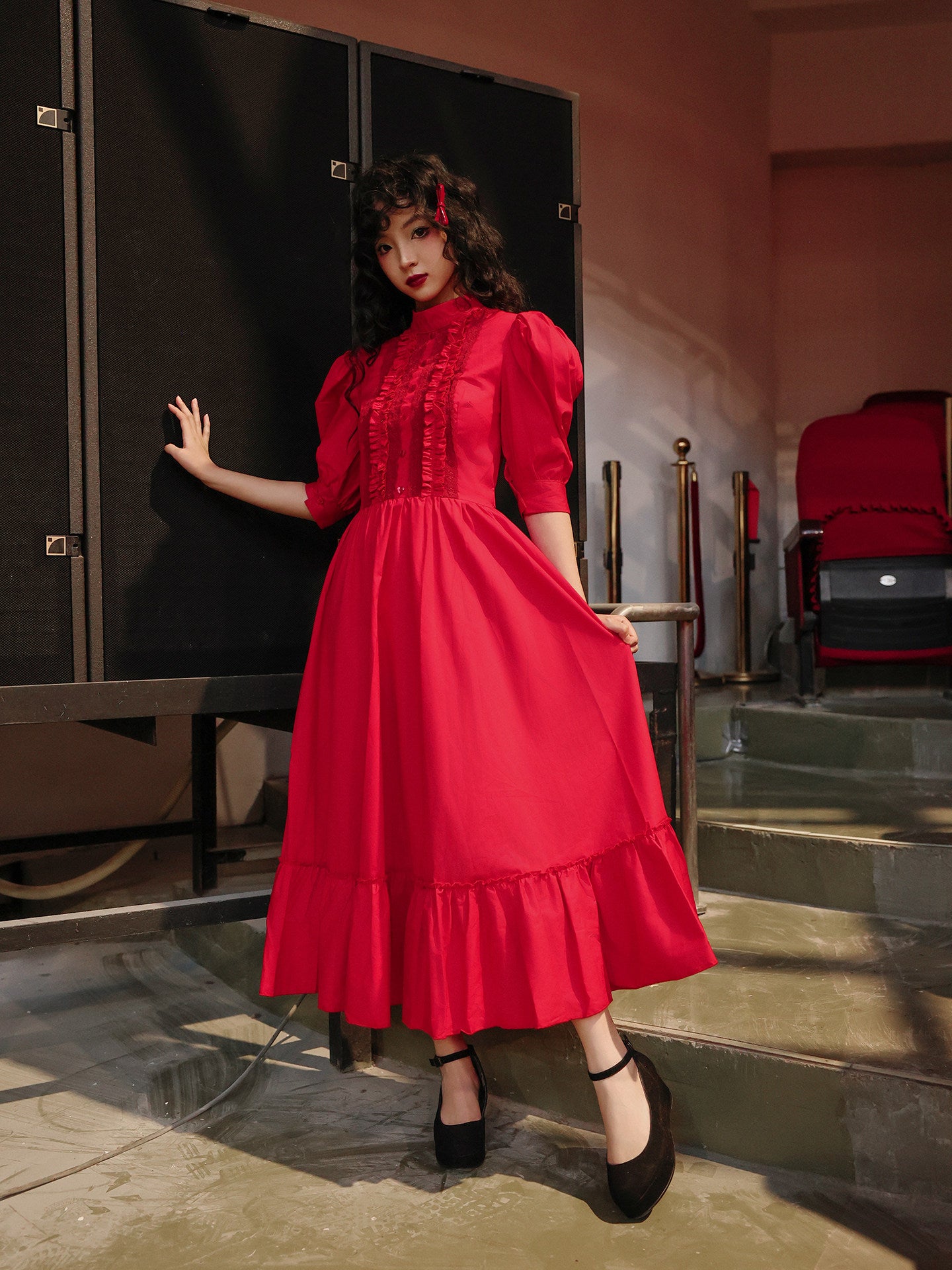 Nanjun Vintage - Bordeaux Red Royal Maxi Dress dress Nanjun Vintage