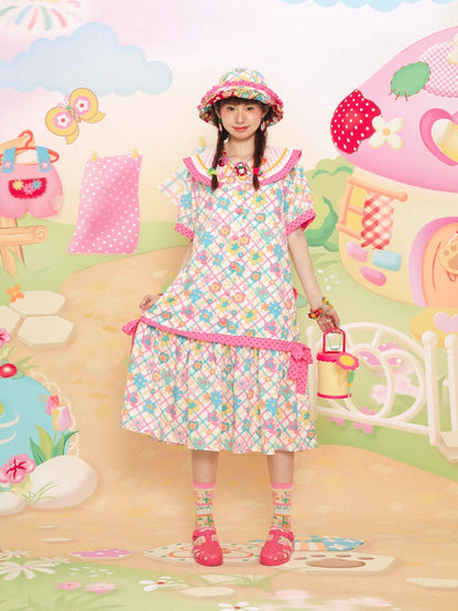 Lutra Jump Dress Large Collar Floral Dress Cute Short Sleeve Dress dress Lutra Jump