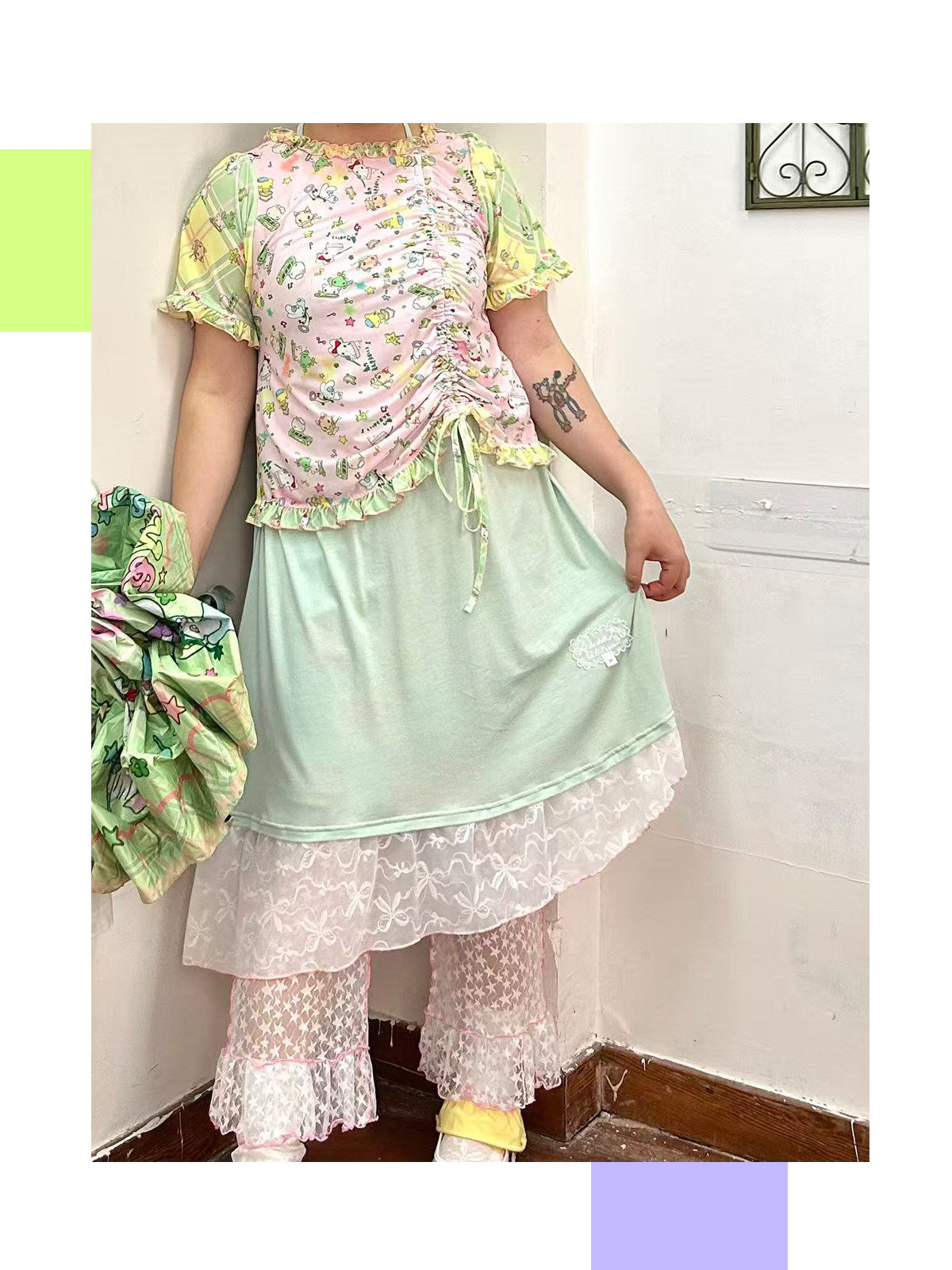 Shishihshop - Layered Fake Two Piece Dress dress shishihshop