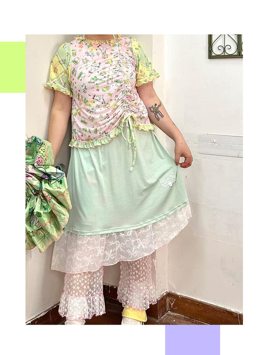 Shishihshop - Layered Fake Two Piece Dress dress shishihshop