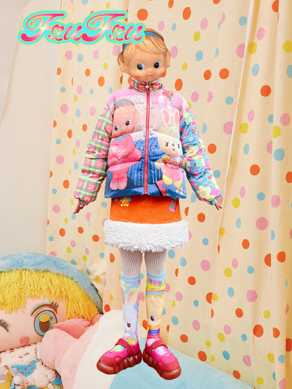 Frufru Colorful Printed Puffer Jacket | 90% White Duck Down Winter Coat jacket frufru