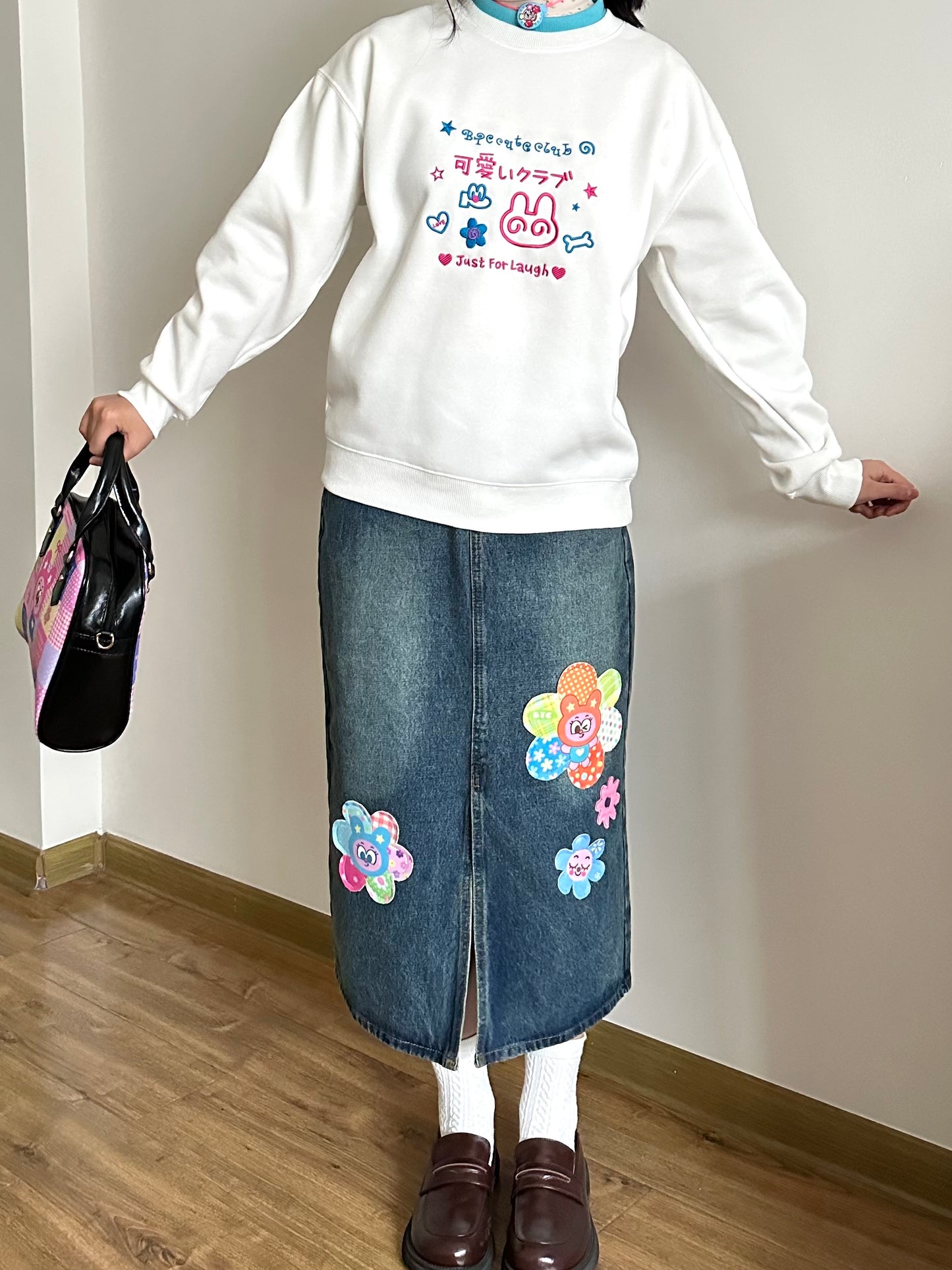 Bodytalk - Vintage Kawaii Patchwork Denim Skirt skirt bodytalk