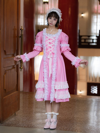Nanjun Vintage - Pink Lolita Cotton Dress dress Nanjun Vintage