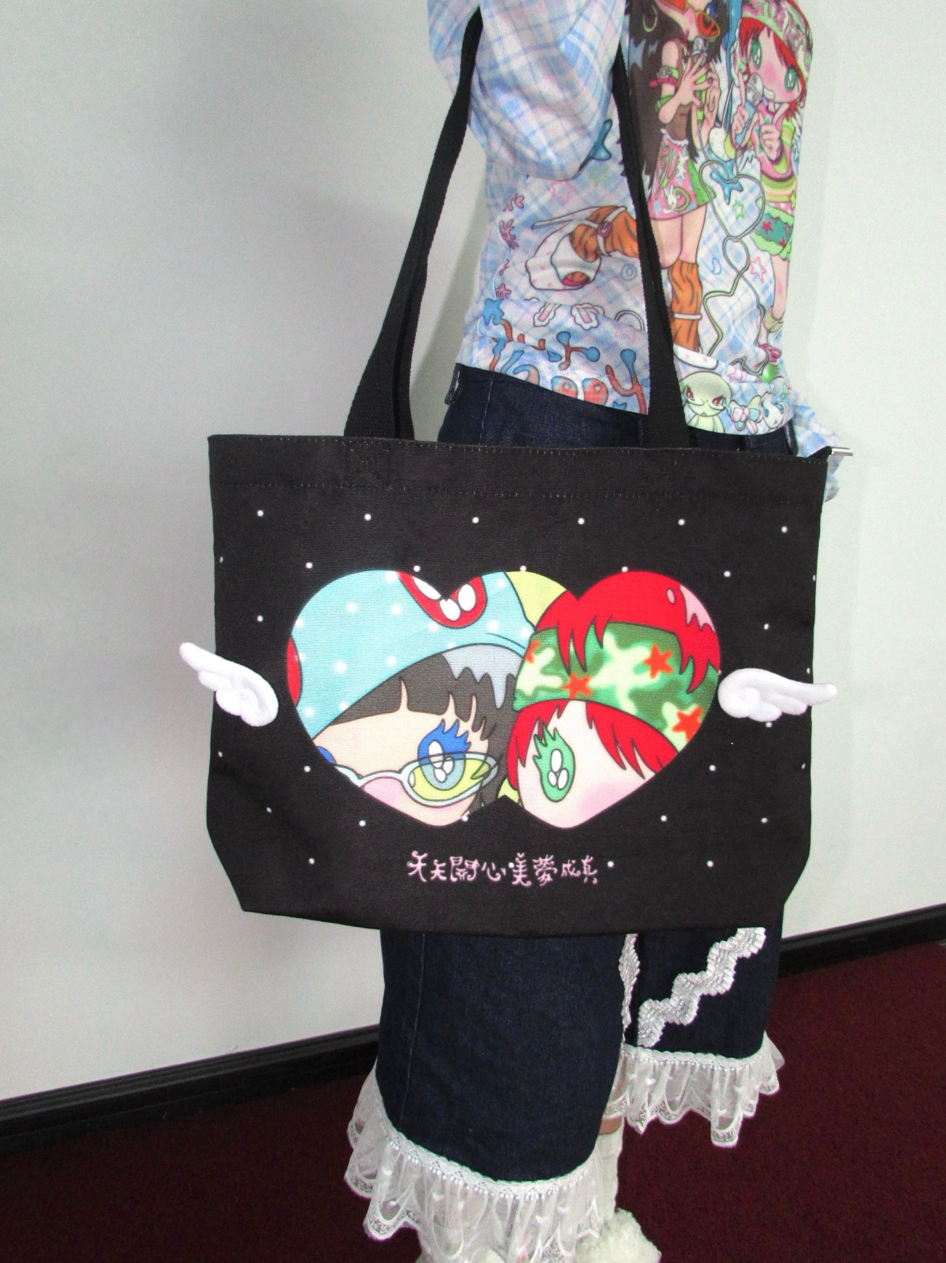 OurHappy Canvas Tote | Polka Dot Black Bag bag Our Happy