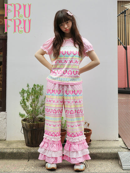 frufru - Fruit Plaid Patchwork Pants | Kawaii Harajuku Summer Fashion pants frufru