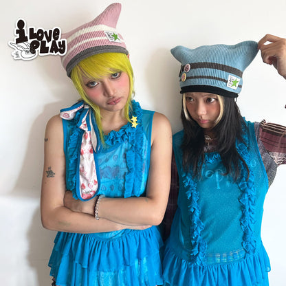 Loveplay - Y2K Knit Hat Striped Demon Horn Lucky Star hat loveplay