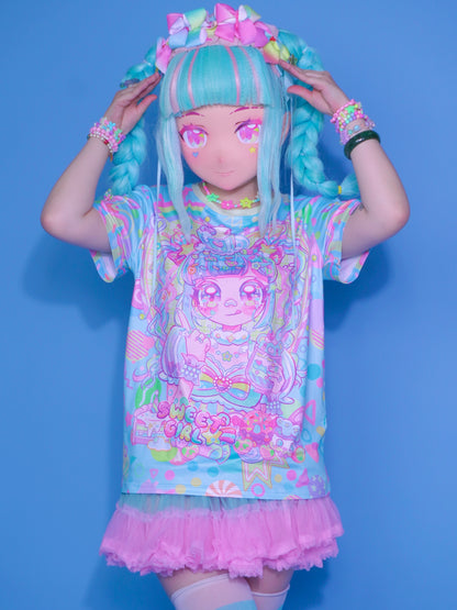 Dream Bubble - Decora Kei T-shirt Blue Candy Girl Print T-shirt shirt Dream Bubble