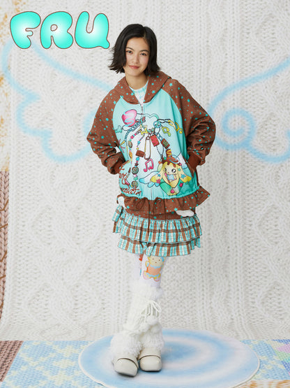 frufru - Mint Chocolate Printed Hoodie Kawaii Loose Fit Cotton Pullover hoodie frufru