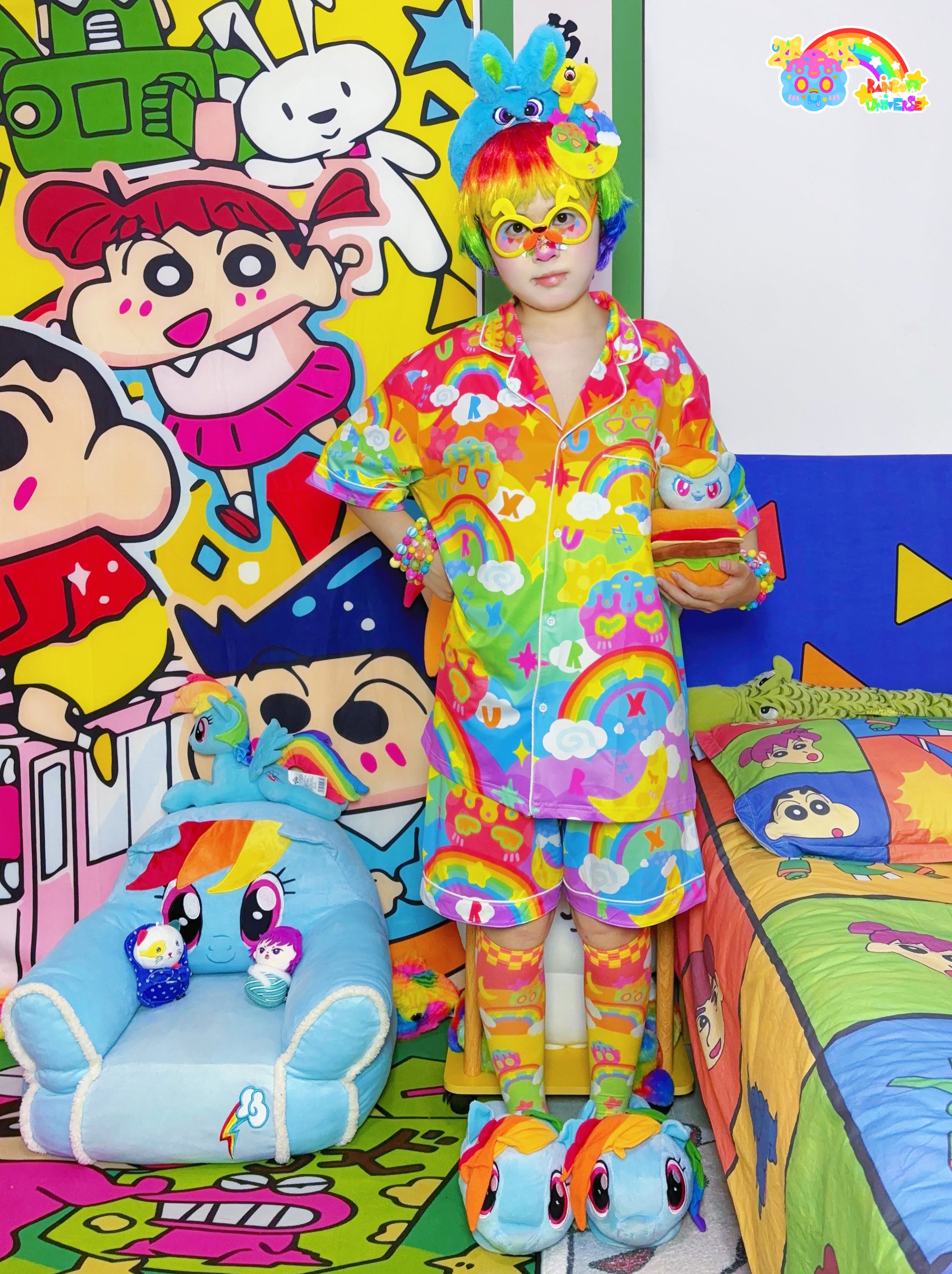 Rainbow Universe RUX – Decora Kei Pastel Milk Silk Loungewear Pajama Set pajama Rainbow Universe RUX