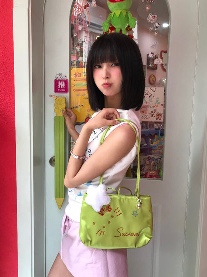 Salty Gummy - Y2K Kitty Rhinestone Satin Handbag Cute Shoulder Bag bag Salty Gummy