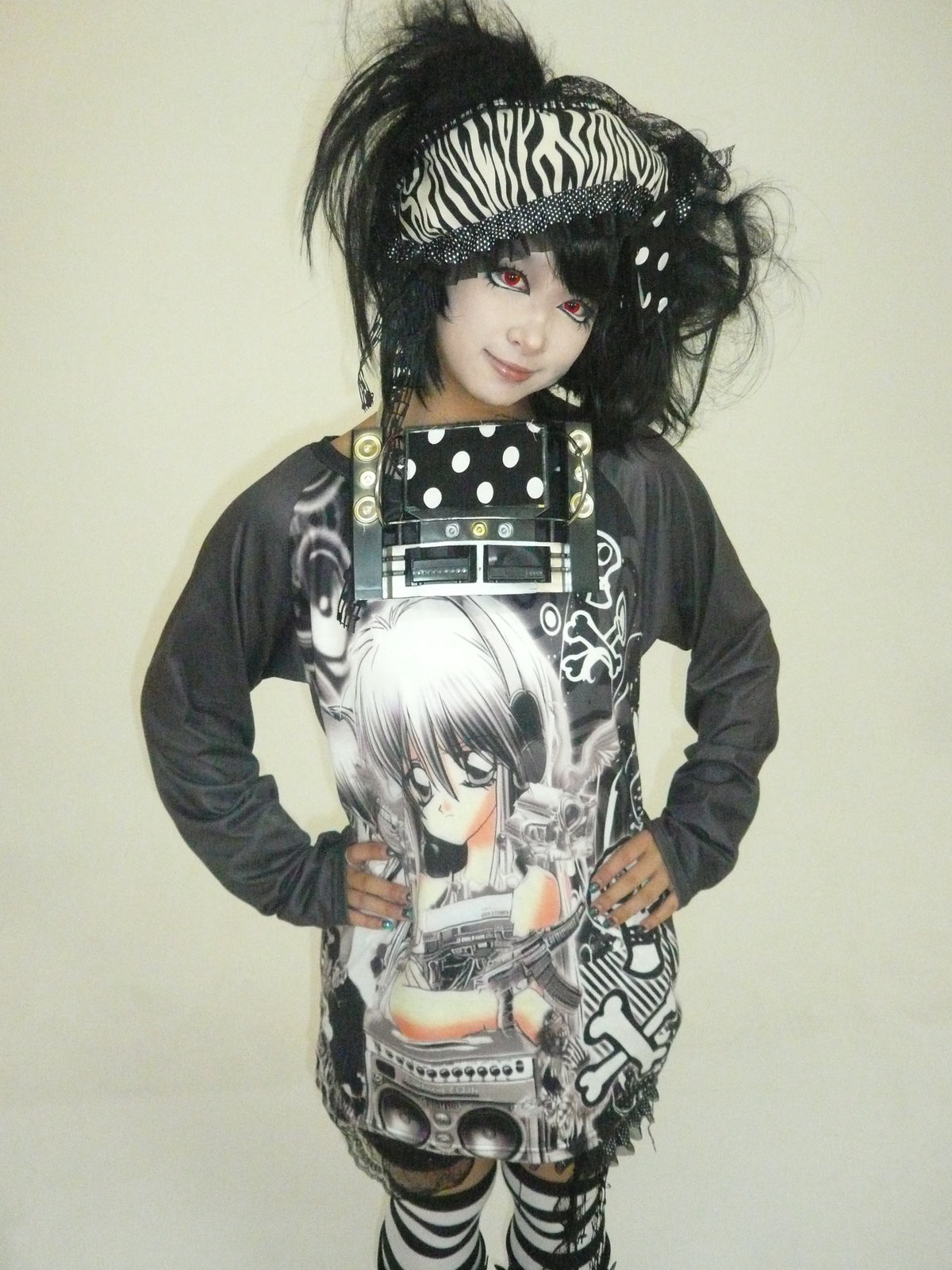 ki00bi00 - Gothic Skull Graphic Long Sleeve Tee shirt ki00bi00