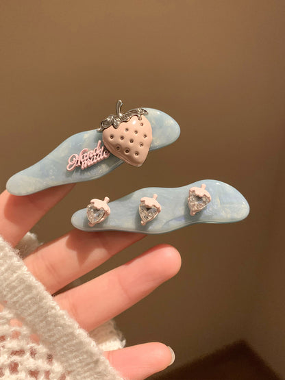 Mint Blue Strawberry Heart Hair Clip hair clip none