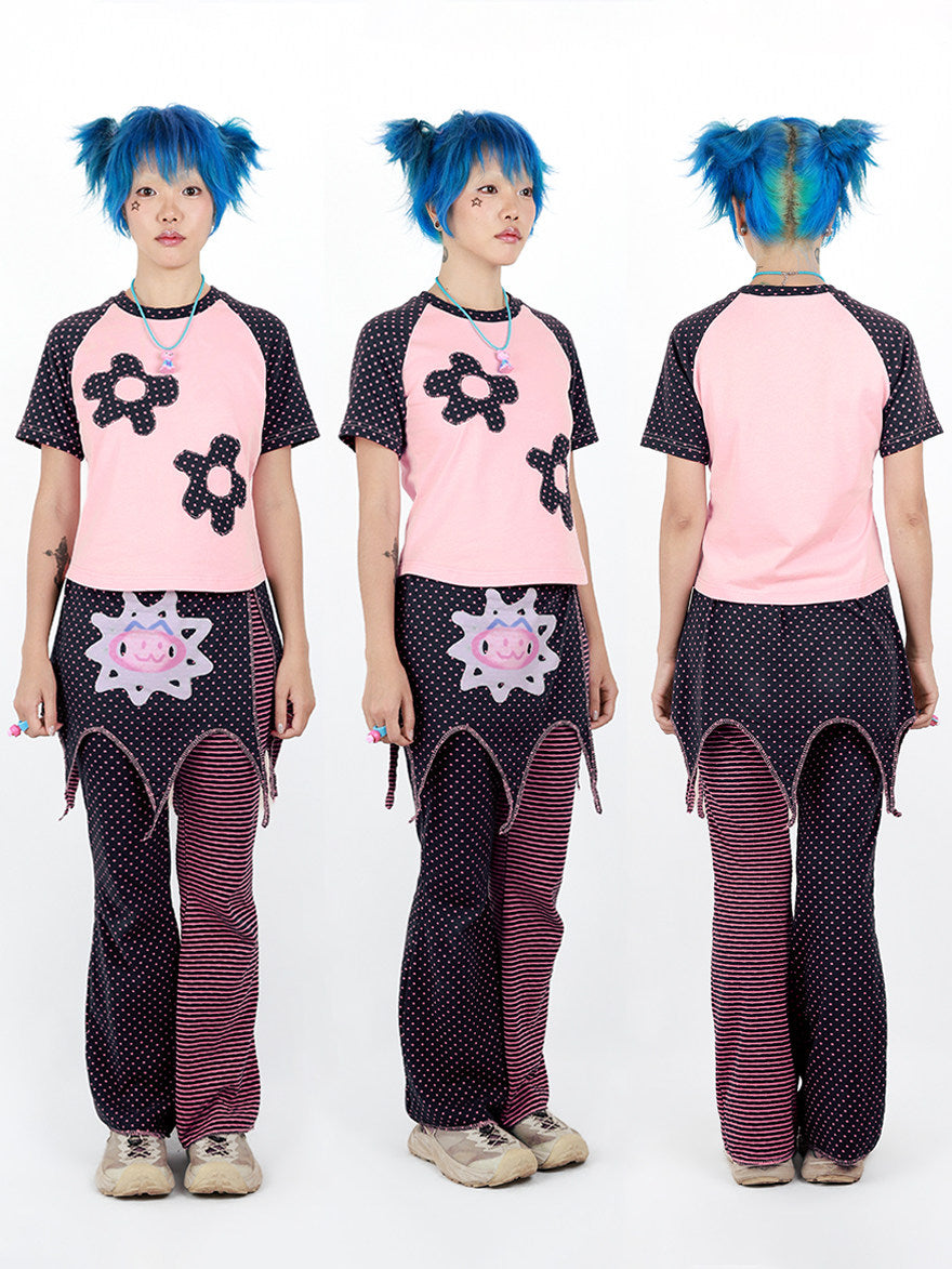Nihonkids - 90s Floral Polka Dot Raglan Tee tshirt NIHON KIDS