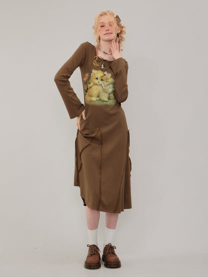 ziziFei - Girly Kei Cat Print Dress dress ziziFei