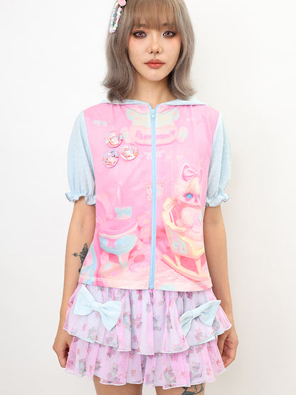 NIHON KIDS - Decora Kei Kitty Lantern Sleeve Top blouse NIHON KIDS