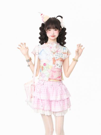 Languid Park - Ruffle Trim Cute Short Sleeve T-Shirt tshirt Languid Park