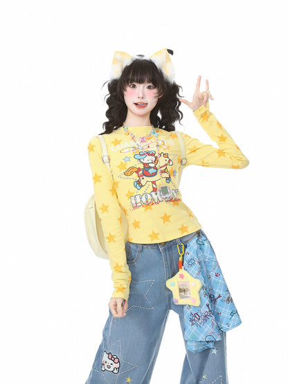 Languid Park - Star Crop Long Sleeve Tee shirt Languid Park Yellow S