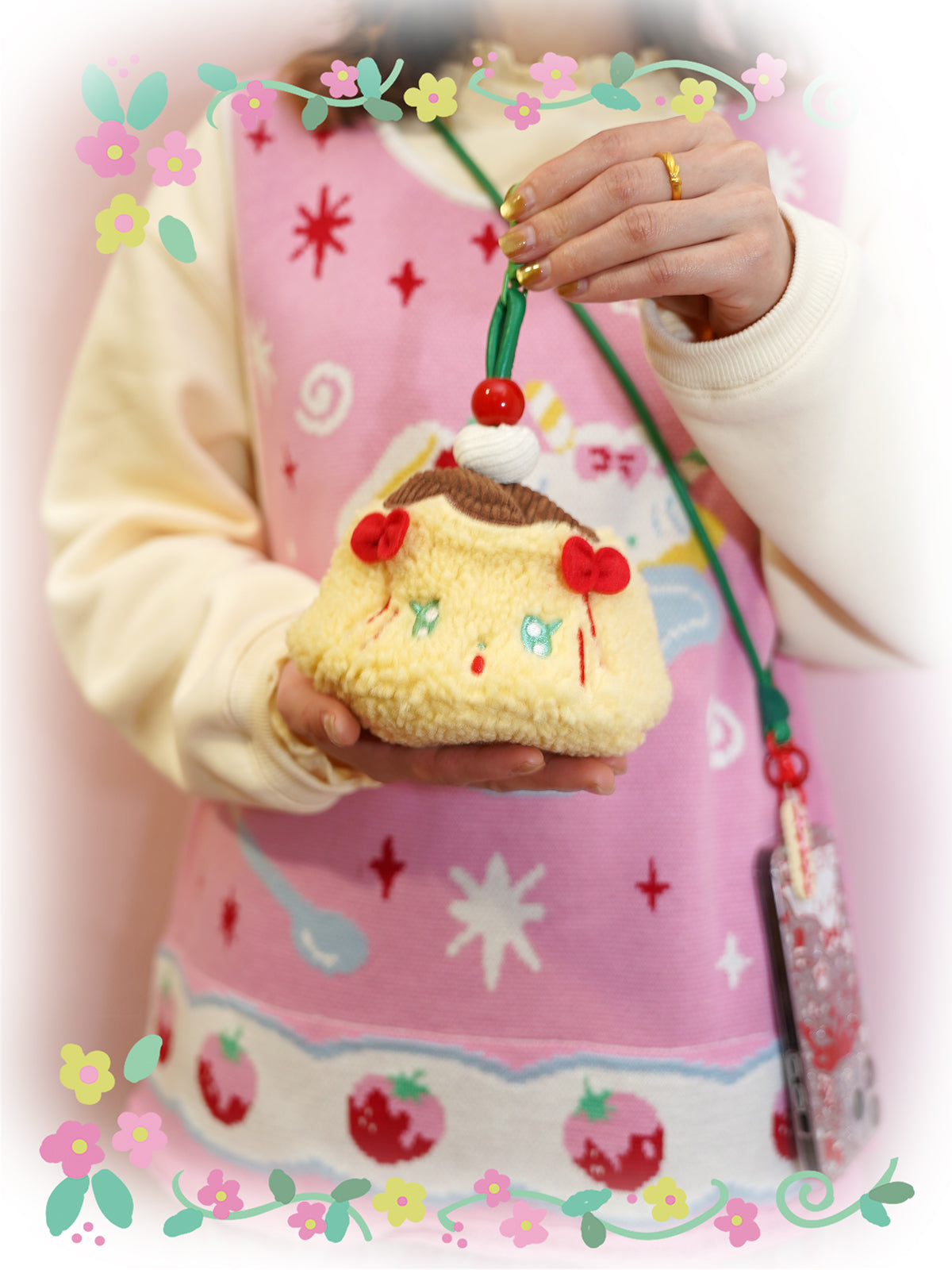 shishihshop Decora Kei Plush Pudding Pouch | Zipper Key Lip Balm Coin Bag bag shishihshop