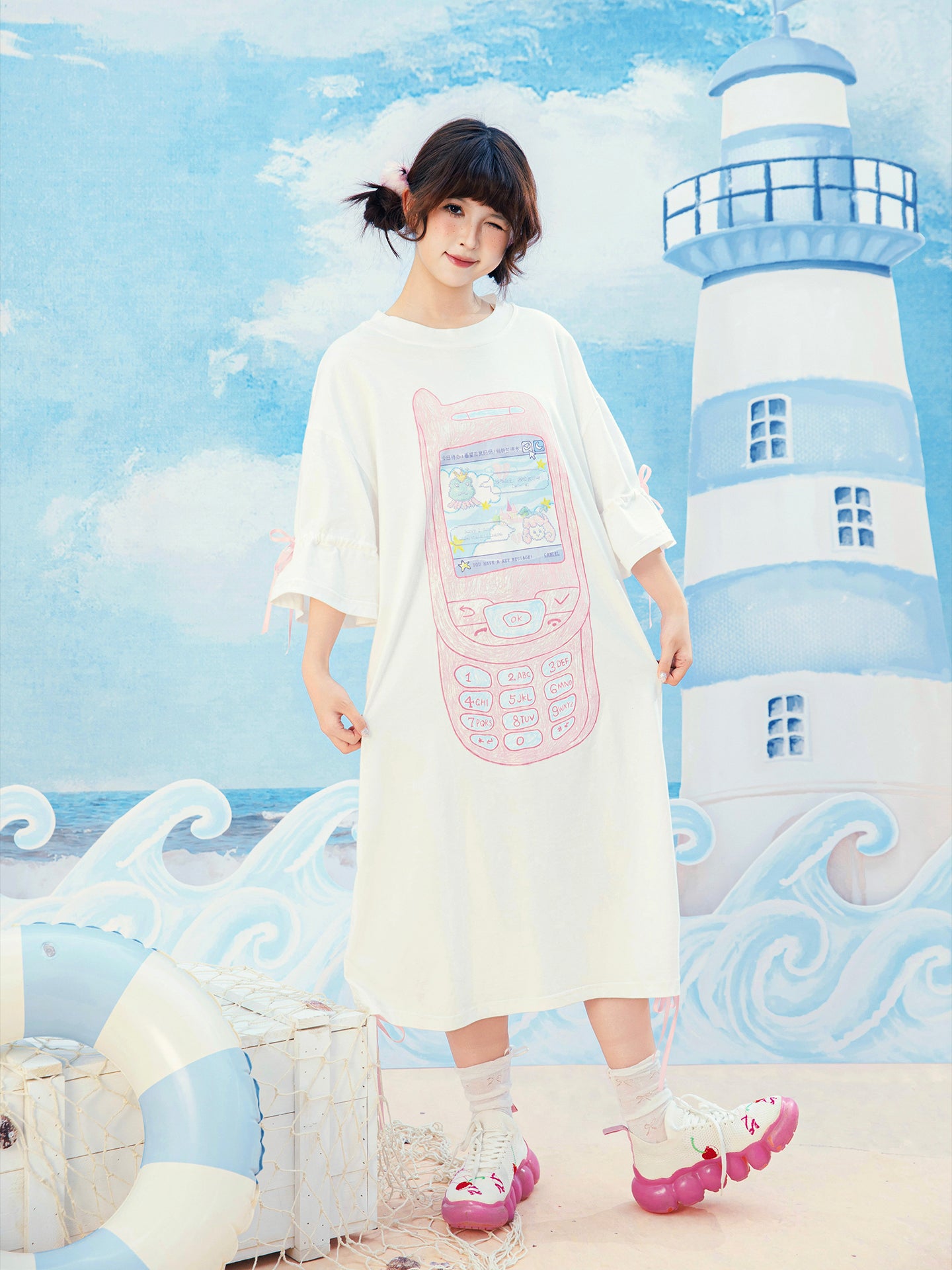 Meugler – Kawaii Oversized Phone Print Dress