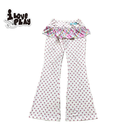 Loveplay - Y2K Flare Pants Star Patchwork Pleated Skirt Design pants loveplay Pink S
